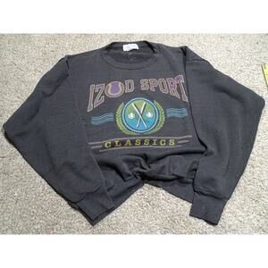 Vintage 90s Izod Sport Classics Faded Black Sweatshirt Large USA Made Crewneck